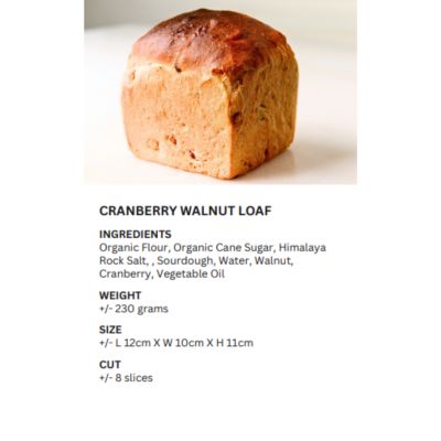 REALBREAD-CRANBERRY WALNUT LOAF 230G
